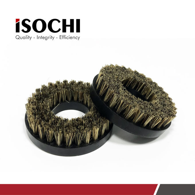 CNC PCB Pressure Foot Brush Black Plastic Handle Brown Bristles OD 50mm